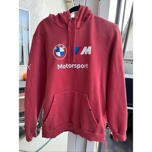 Puma X BMW Motorsport Red Orange Essentials Hoodie Medium Flawed